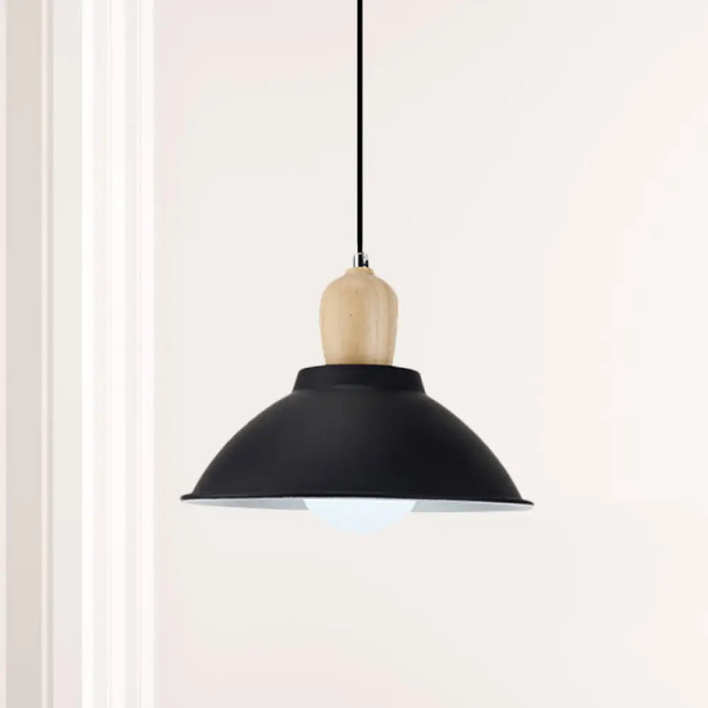 Contemporary Metal And Wood Hanging Pendant Ceiling Light In Black / C