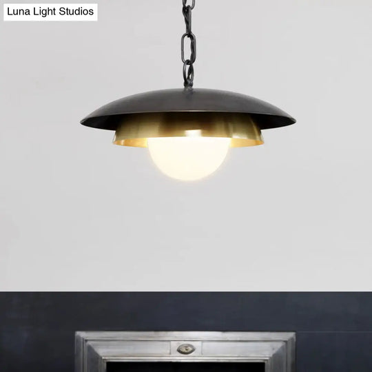 Contemporary Metal Ball Ceiling Lamp: 1-Head Brass Pendant Light For Porch