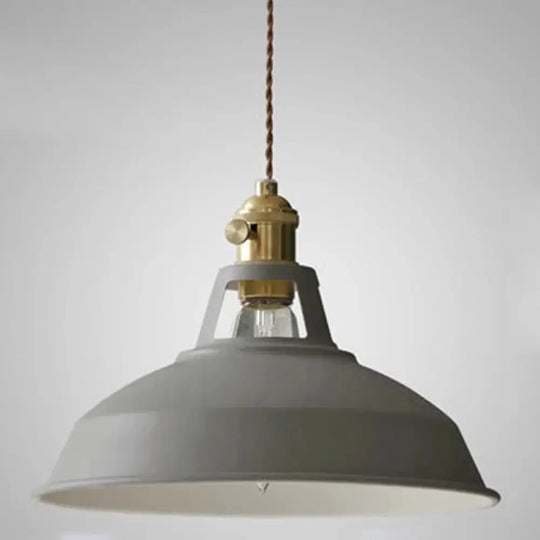 Contemporary Metal Barn Pendant Light Fixture For Restaurants Grey