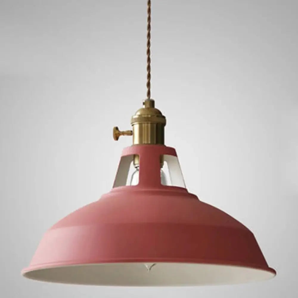 Contemporary Metal Barn Pendant Light Fixture For Restaurants Red