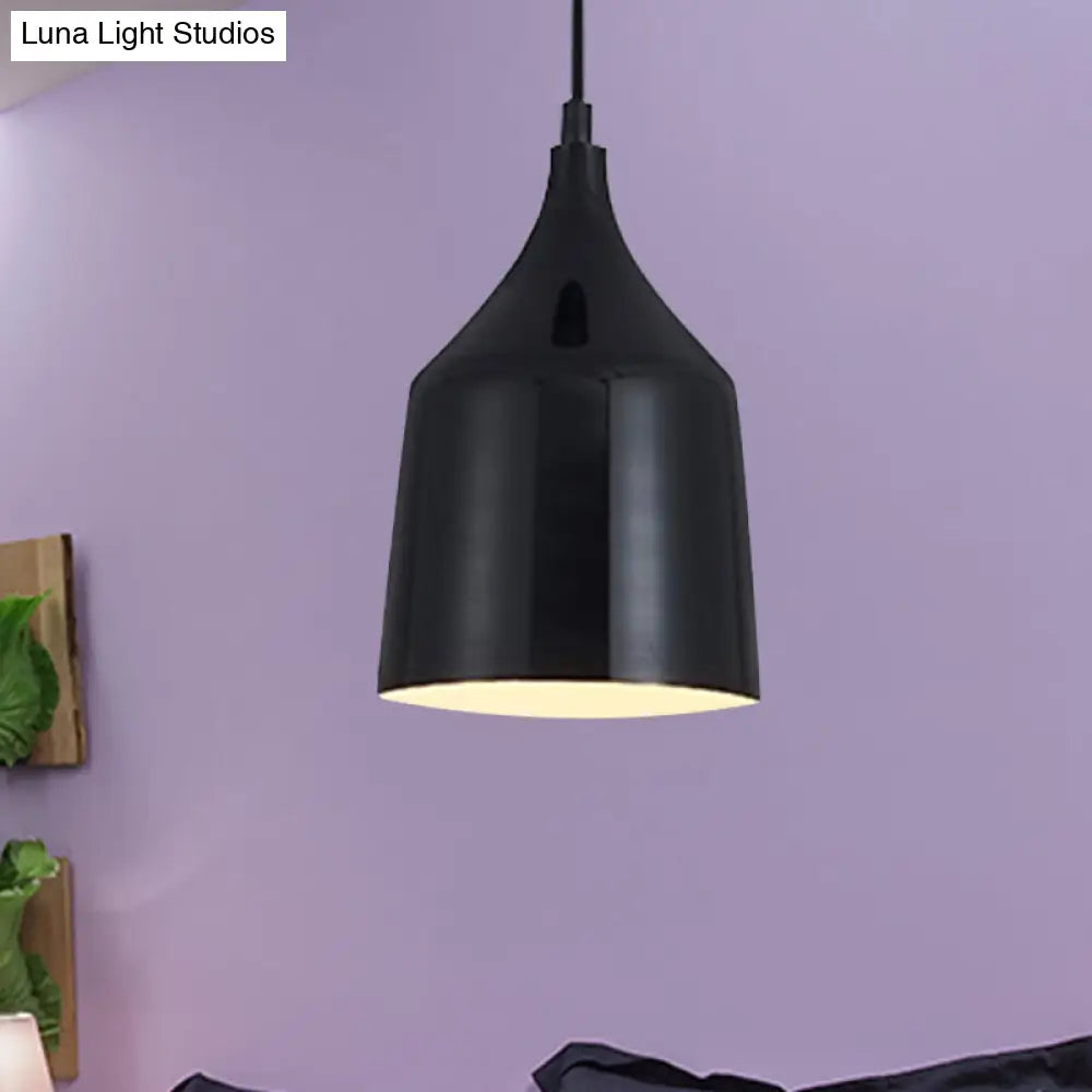 Contemporary Metal Bell Ceiling Hanging Light - Adjustable 1 Pendant In White/Black