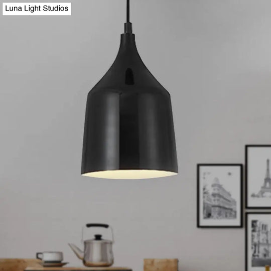 Contemporary Metal Bell Ceiling Hanging Light - Adjustable 1 Pendant In White/Black