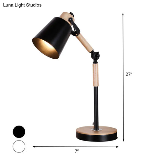 Contemporary Metal Bell Desk Light - 1 Bulb Black/White Night Table Lamp