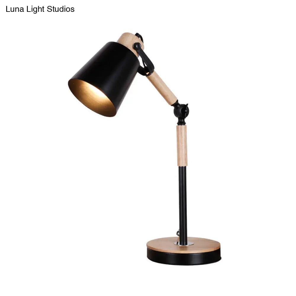 Contemporary Metal Bell Desk Light - 1 Bulb Black/White Night Table Lamp