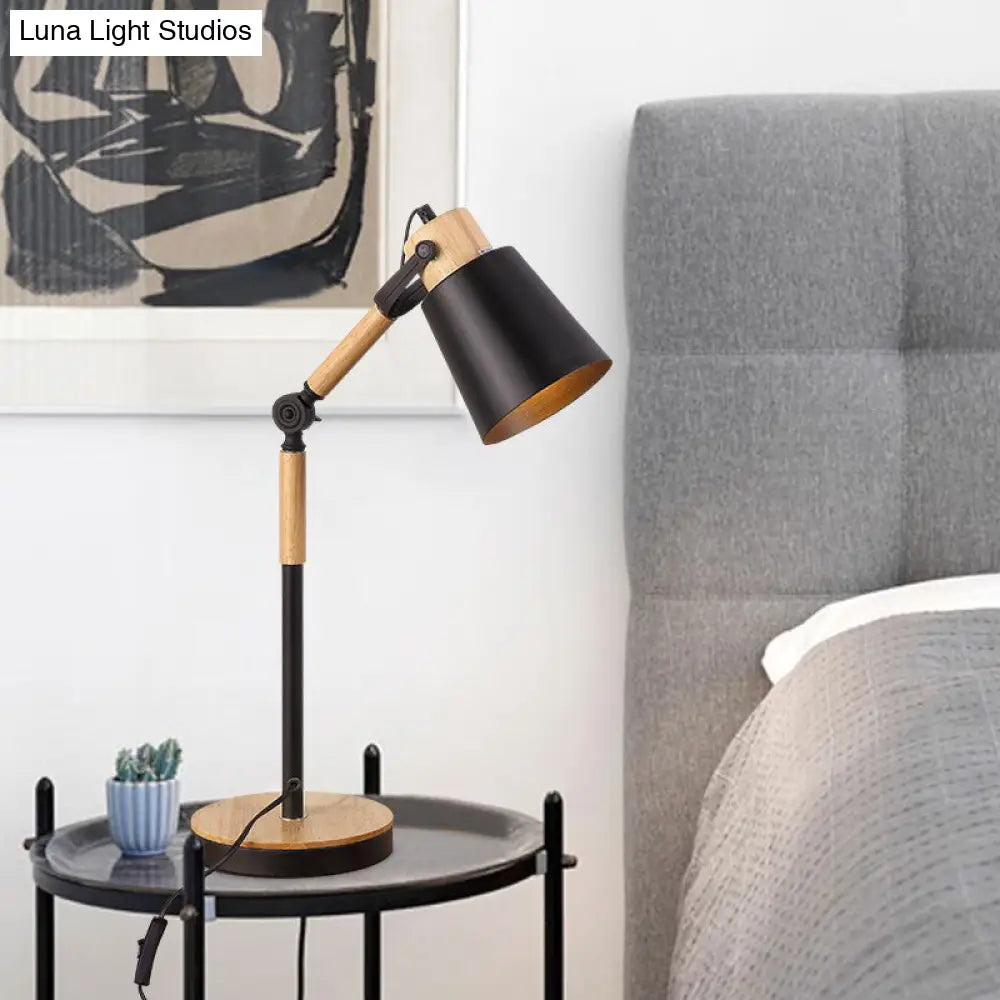 Contemporary Metal Bell Desk Light - 1 Bulb Black/White Night Table Lamp