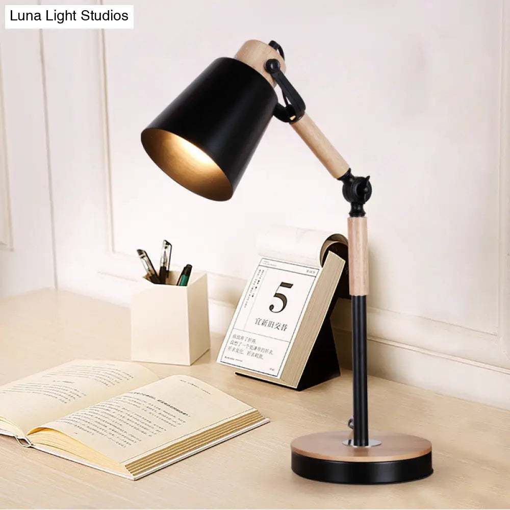 Contemporary Metal Bell Desk Light - 1 Bulb Black/White Night Table Lamp