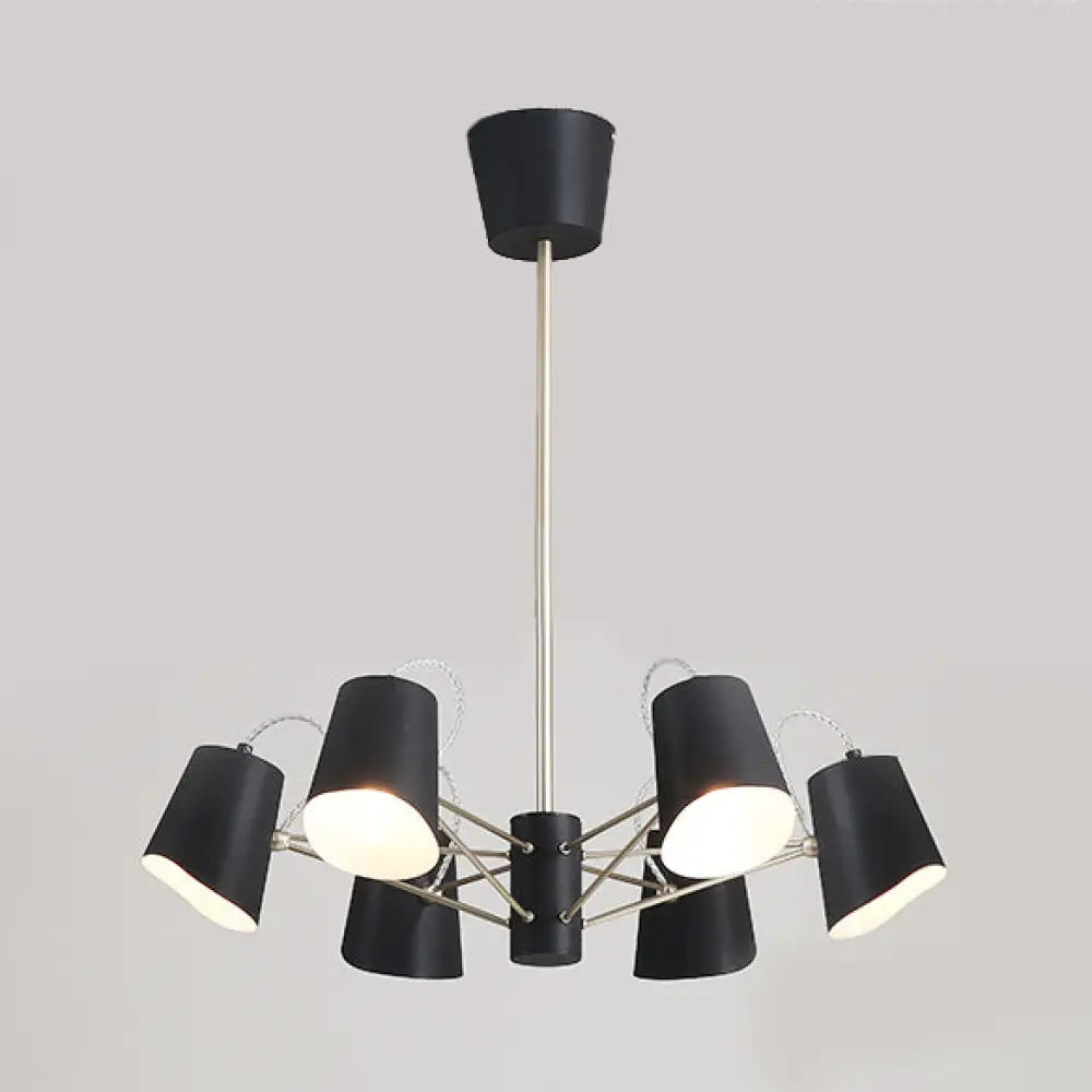 Contemporary Metal Black Chandelier Pendant Light - 3/6/8 Lights Bucket Fixture For Living Room 6 /