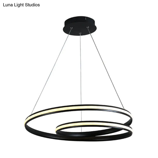 Contemporary Metal Black Chandelier - Seamless Curve Design Led Pendant Light (18’/23.5’/30’