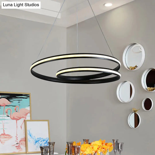 Contemporary Metal Black Chandelier - Seamless Curve Design Led Pendant Light (18’/23.5’/30’