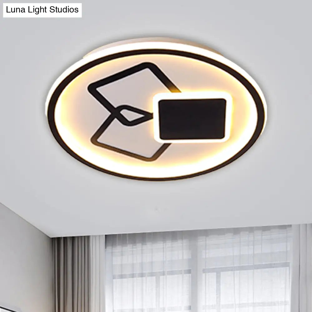 Contemporary Metal Black/Gold Led Flush Mount Ceiling Lamp - 16.5/20.5 Wide Warm/White Light