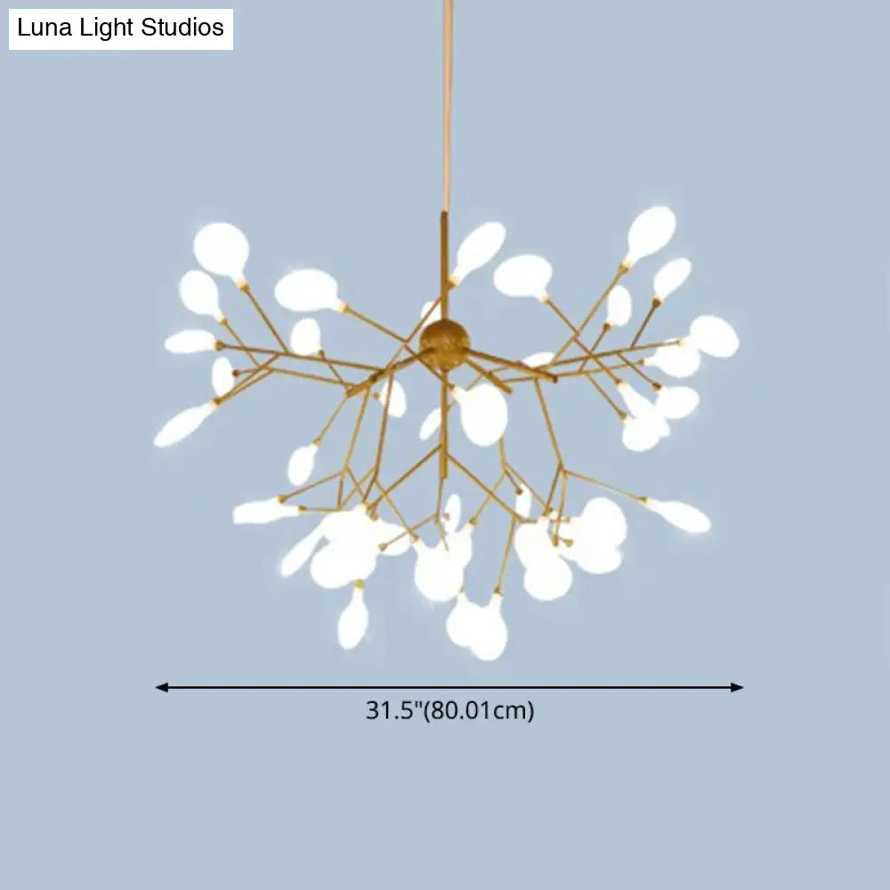 Contemporary Metal Branch Pendant Light With Led Suspension