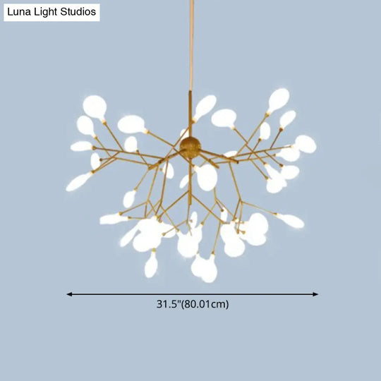 Contemporary Metal Branch Pendant Light With Led Suspension