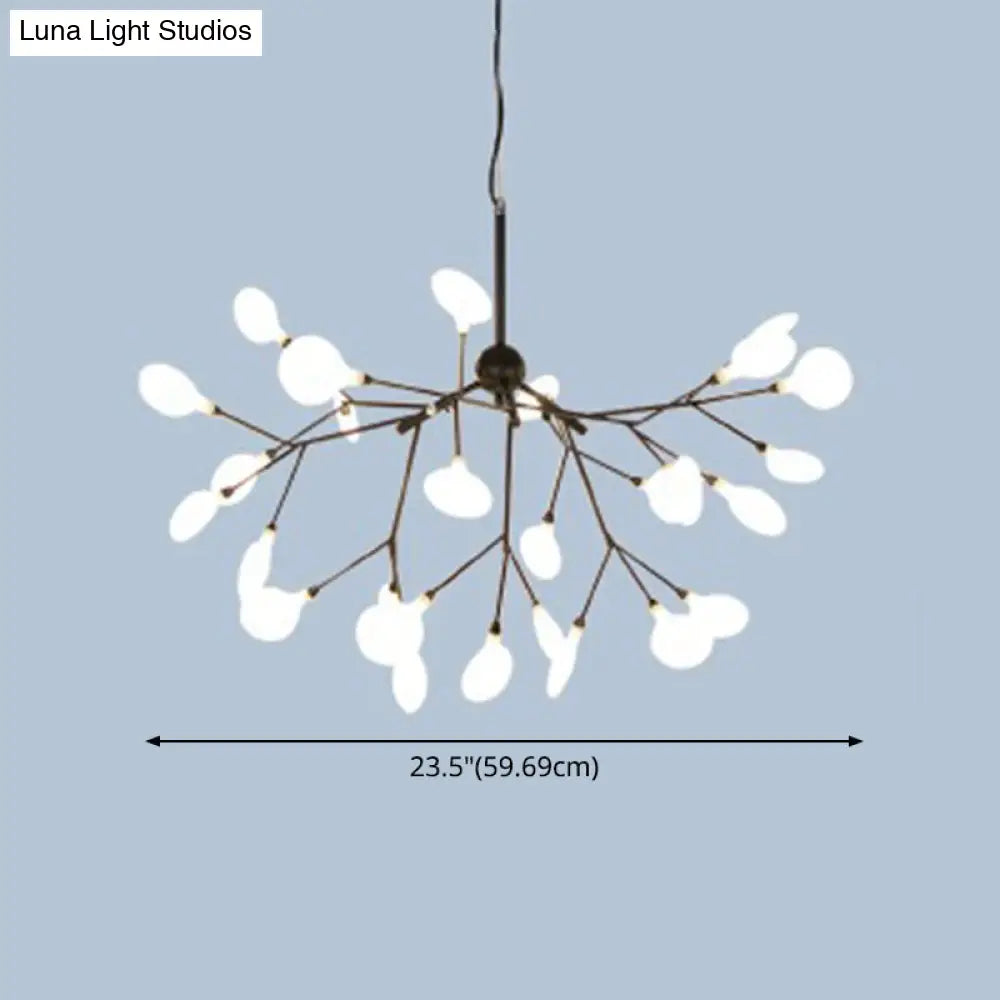 Contemporary Metal Branch Pendant Light With Led Suspension