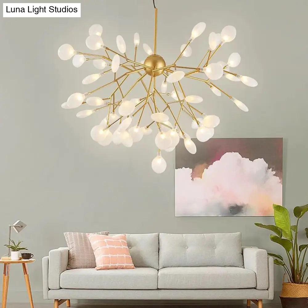 Contemporary Metal Branch Pendant Light With Led Suspension