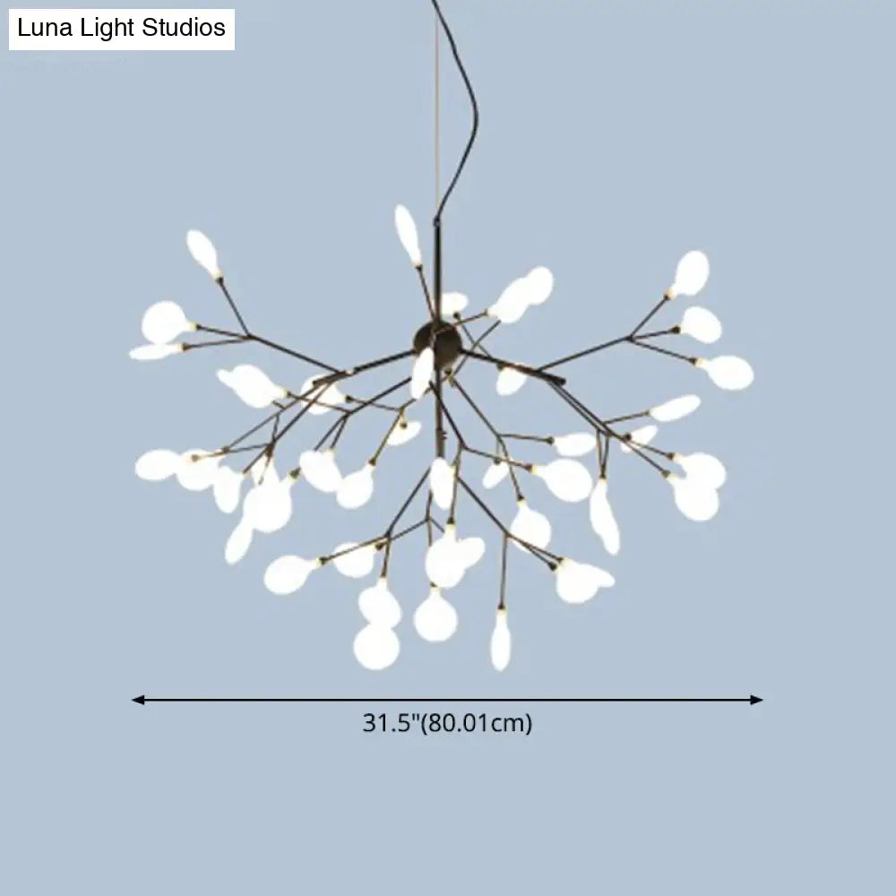 Contemporary Metal Branch Pendant Light With Led Suspension