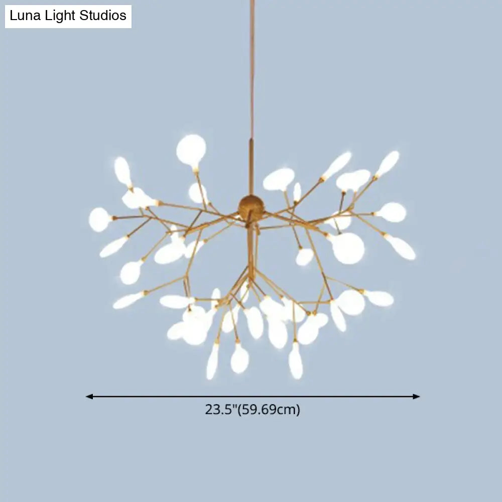 Contemporary Metal Branch Pendant Light With Led Suspension