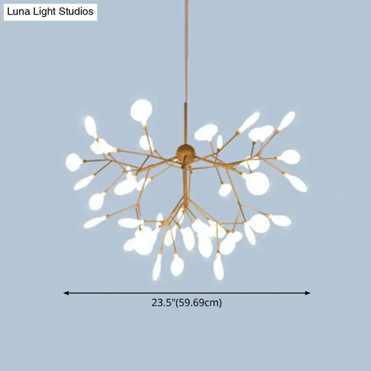 Contemporary Metal Branch Pendant Light With Led Suspension