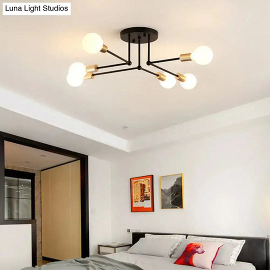 Contemporary Metal Branching Chandelier – Stylish Semi Flush Ceiling Light For Living Room