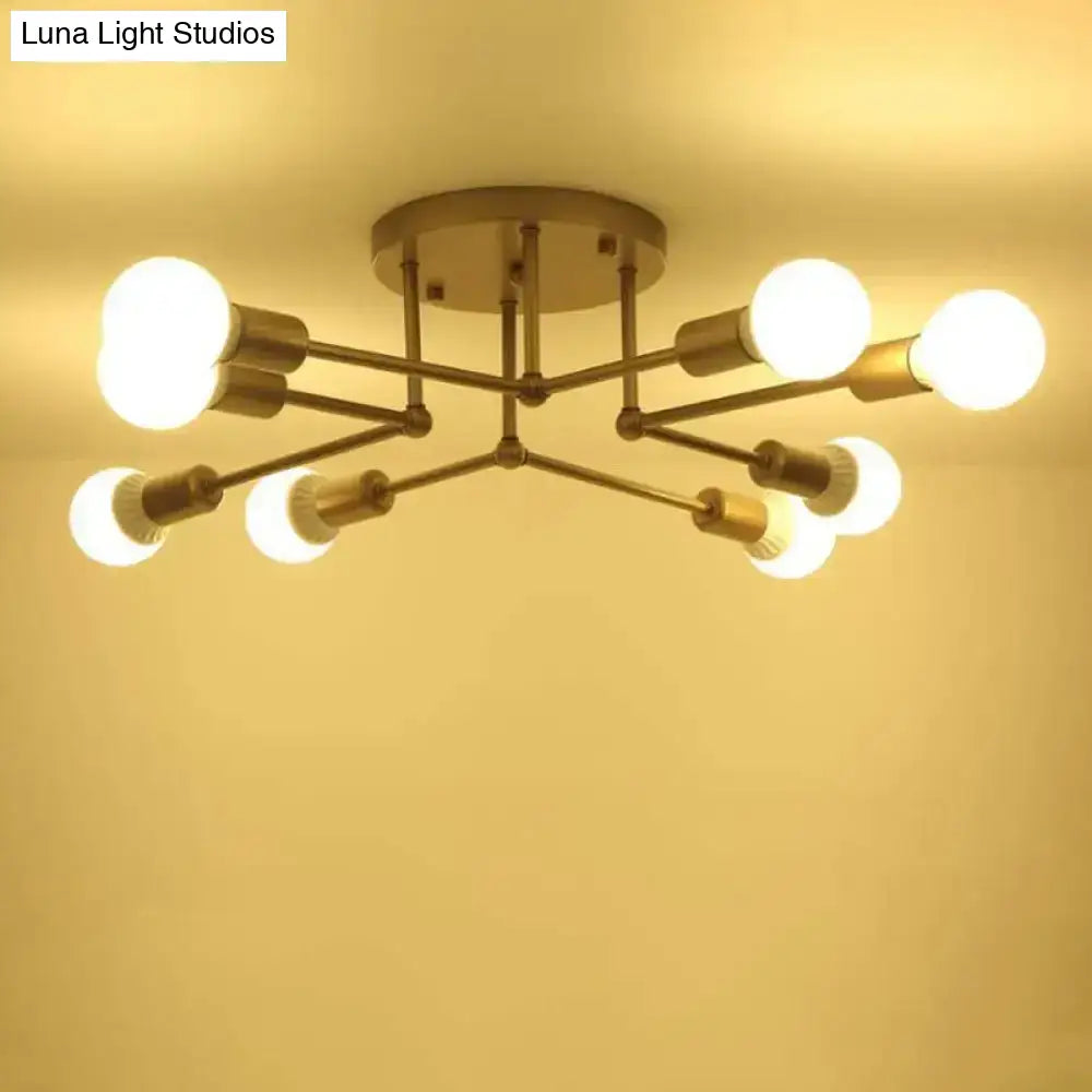 Contemporary Metal Branching Chandelier – Stylish Semi Flush Ceiling Light For Living Room