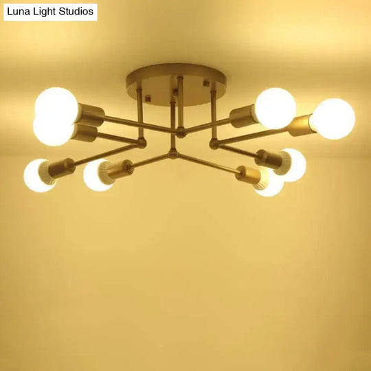 Contemporary Metal Branching Chandelier – Stylish Semi Flush Ceiling Light For Living Room