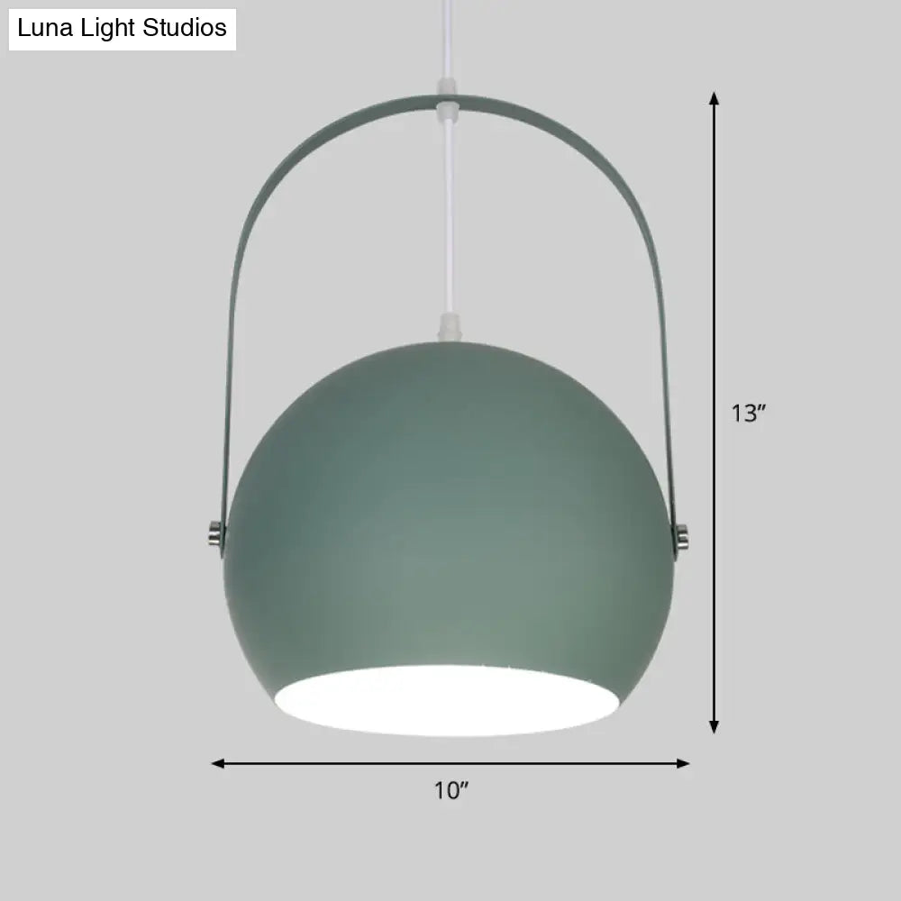 Contemporary Green Bubble Hanging Light - Metal 1-Light Down Lighting For Dining Room