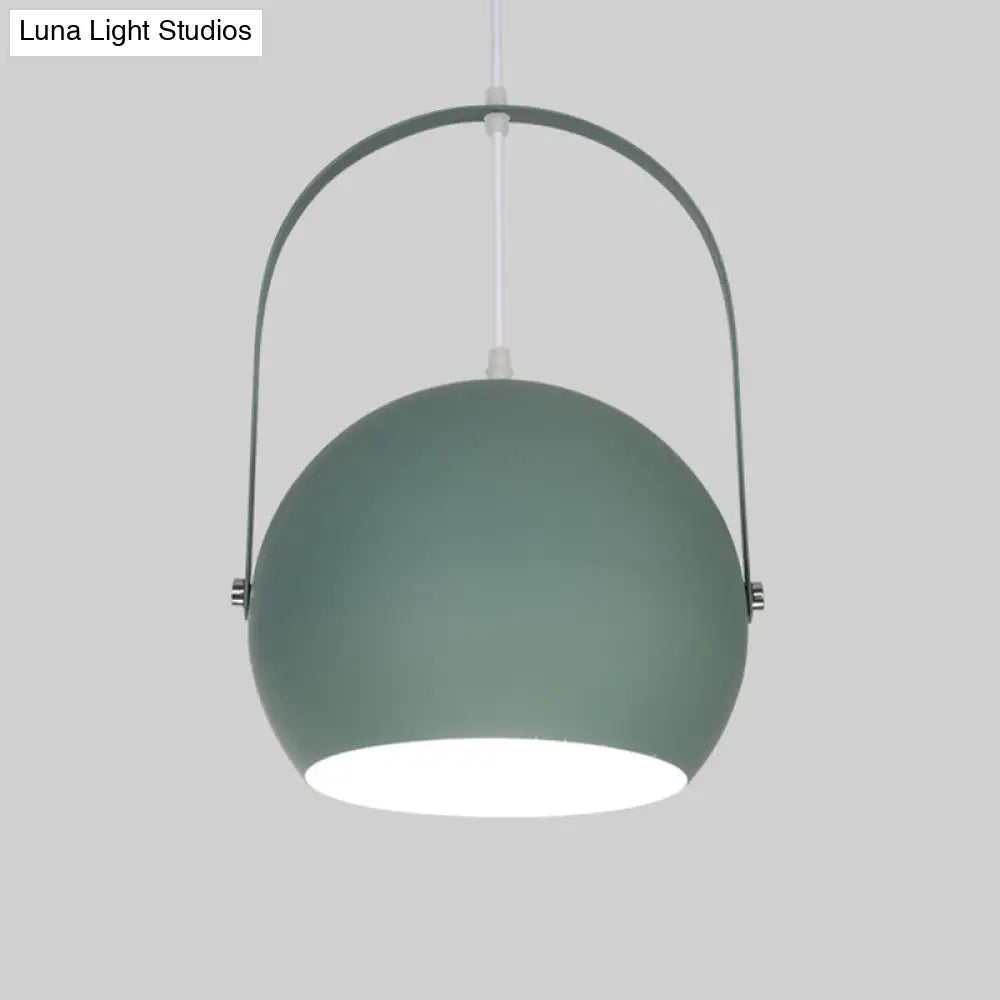 Contemporary Green Bubble Hanging Light - Metal 1-Light Down Lighting For Dining Room