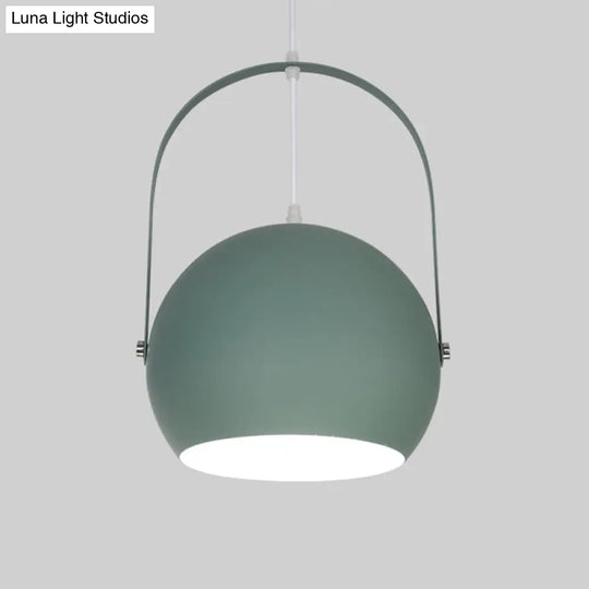 Contemporary Green Bubble Hanging Light - Metal 1-Light Down Lighting For Dining Room