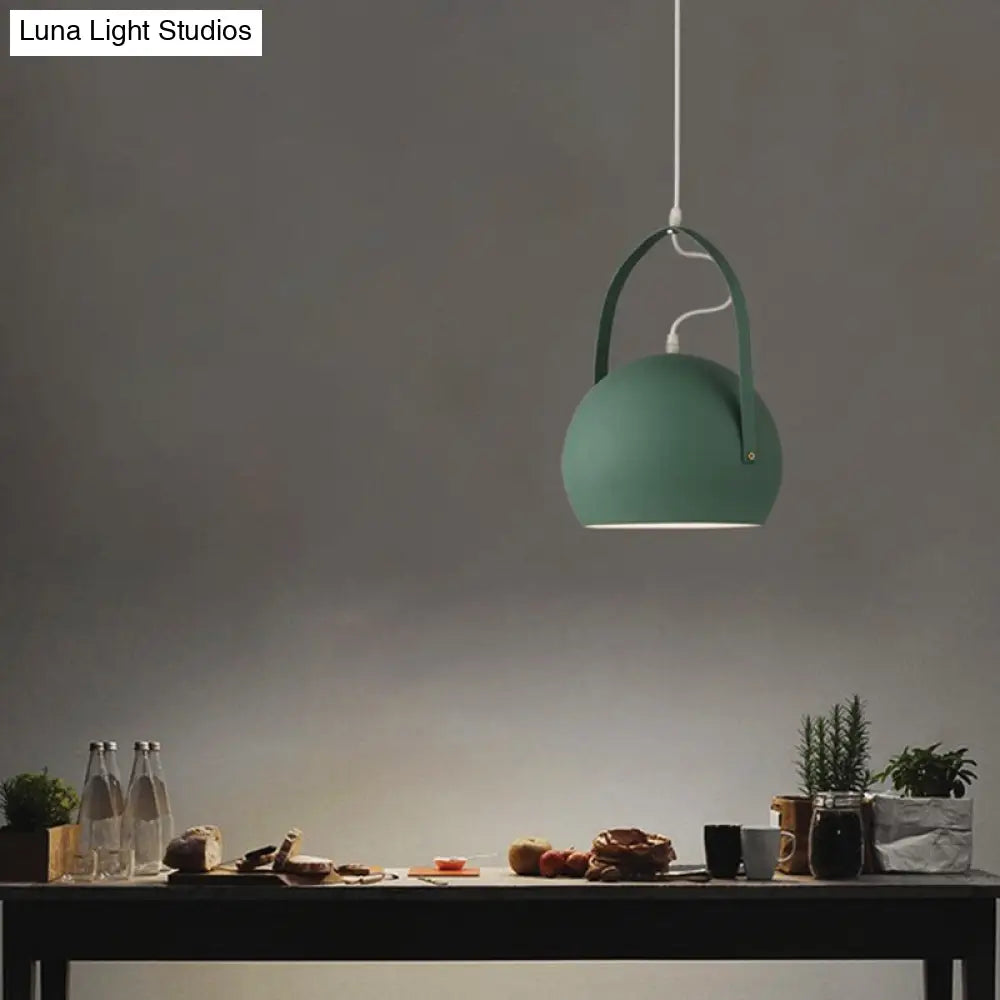 Contemporary Green Bubble Hanging Light - Metal 1-Light Down Lighting For Dining Room