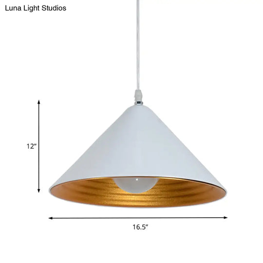 Contemporary Metal Ceiling Lamp Cone Shade With Gold Ripple Inside - Wide Options Elegant Hanging