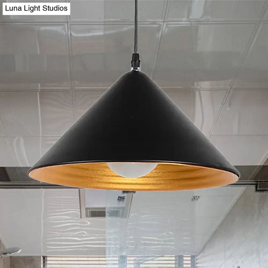 Contemporary Metal Ceiling Lamp Cone Shade With Gold Ripple Inside - Wide Options Elegant Hanging