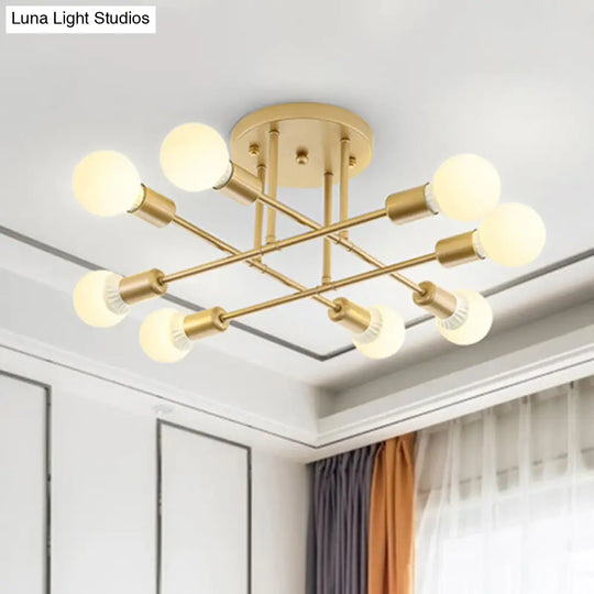 Contemporary Metal Ceiling Mount Light For Bookstore Living Rooms 8 / Gold