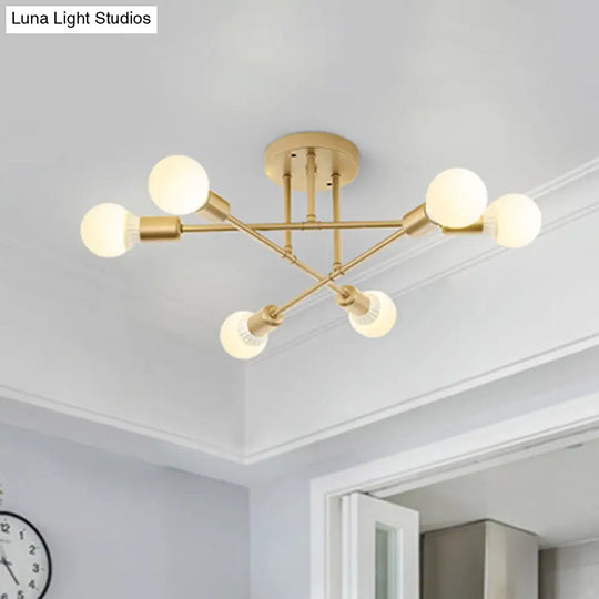 Contemporary Metal Ceiling Mount Light For Bookstore Living Rooms 6 / Gold