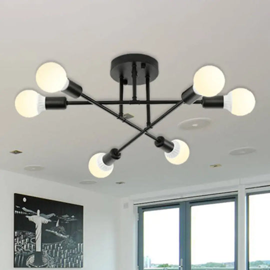 Contemporary Metal Ceiling Mount Light For Bookstore Living Rooms 6 / Black