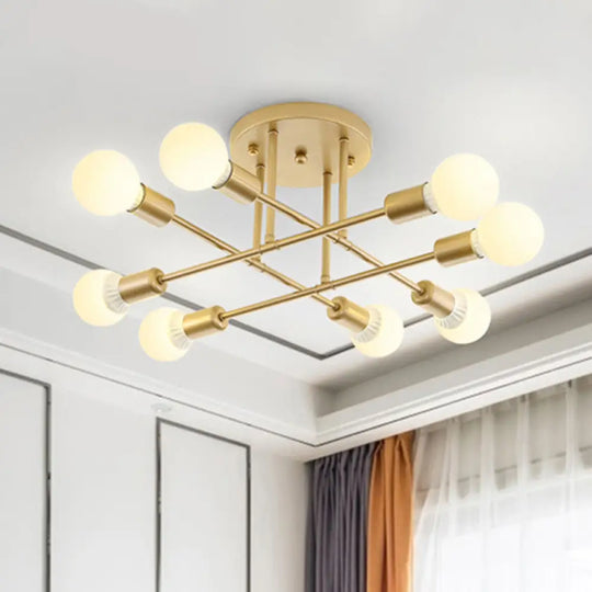 Contemporary Metal Ceiling Mount Light For Bookstore Living Rooms 8 / Gold