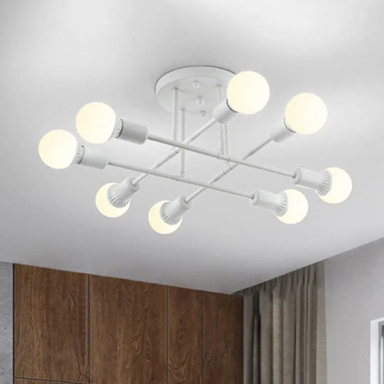 Contemporary Metal Ceiling Mount Light For Bookstore Living Rooms 8 / White