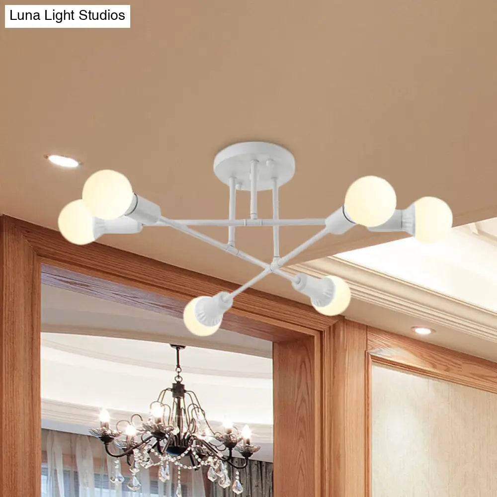 Contemporary Metal Ceiling Mount Light For Bookstore Living Rooms 6 / White