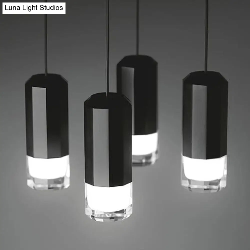 Contemporary Black Metal Ceiling Pendant Light With Line Hanging - Available In 1/3/9 Lights For