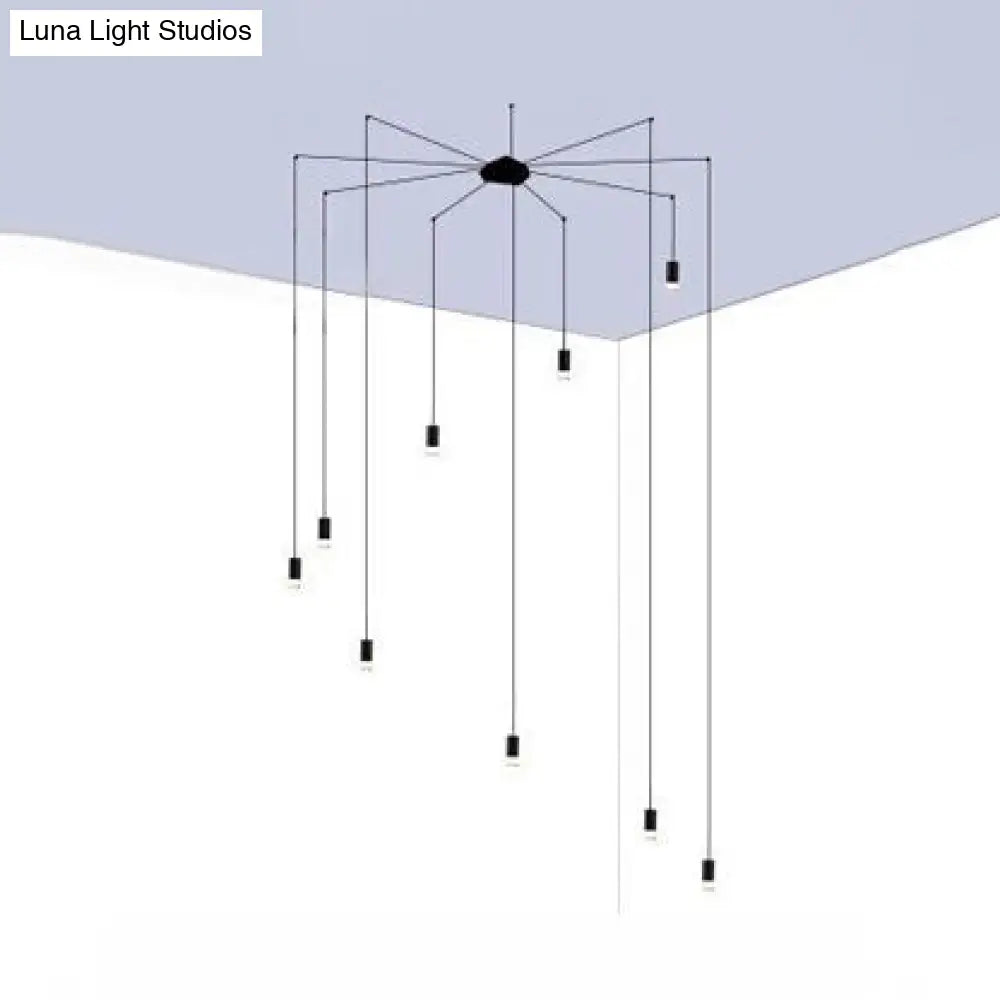 Contemporary Black Metal Ceiling Pendant Light With Line Hanging - Available In 1/3/9 Lights For