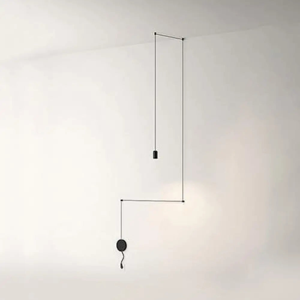 Contemporary Metal Ceiling Pendant Light Line Hanging 1/3/9 Black Design For Living Room 1 /