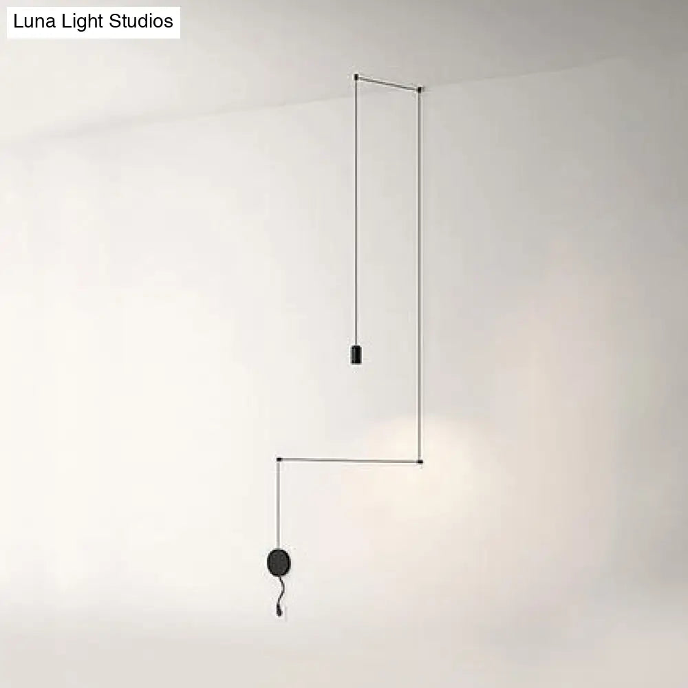 Contemporary Black Metal Ceiling Pendant Light With Line Hanging - Available In 1/3/9 Lights For