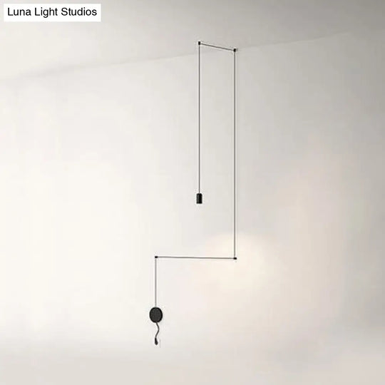 Contemporary Black Metal Ceiling Pendant Light With Line Hanging - Available In 1/3/9 Lights For