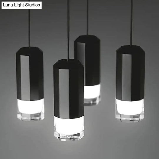 Contemporary Metal Ceiling Pendant Light Line Hanging 1/3/9 Black Design For Living Room