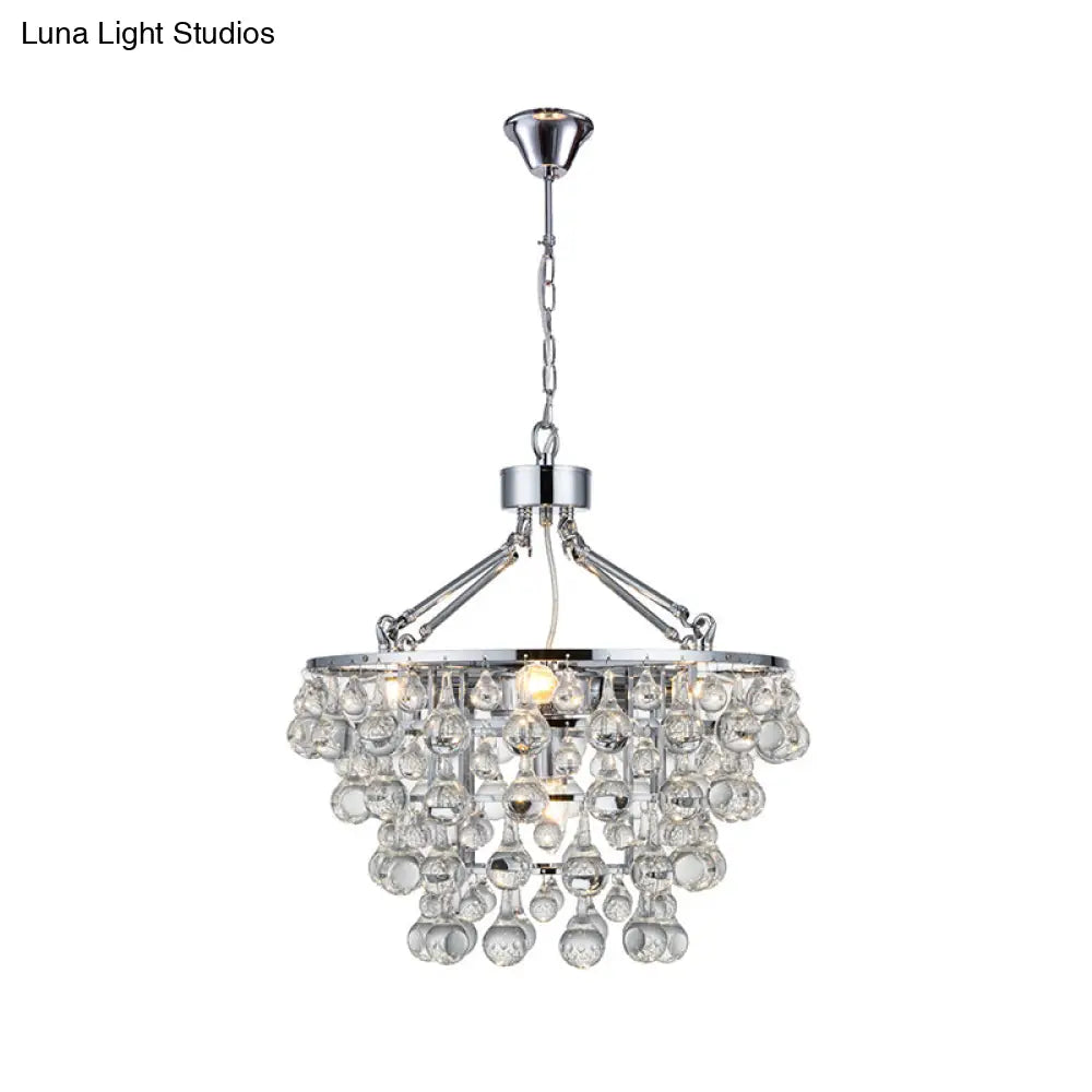 Contemporary Metal Chandelier - 5-Light Ceiling Fixture With Glass Ball For Modern Living Rooms