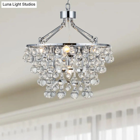 Contemporary Metal Chandelier - 5-Light Ceiling Fixture With Glass Ball For Modern Living Rooms