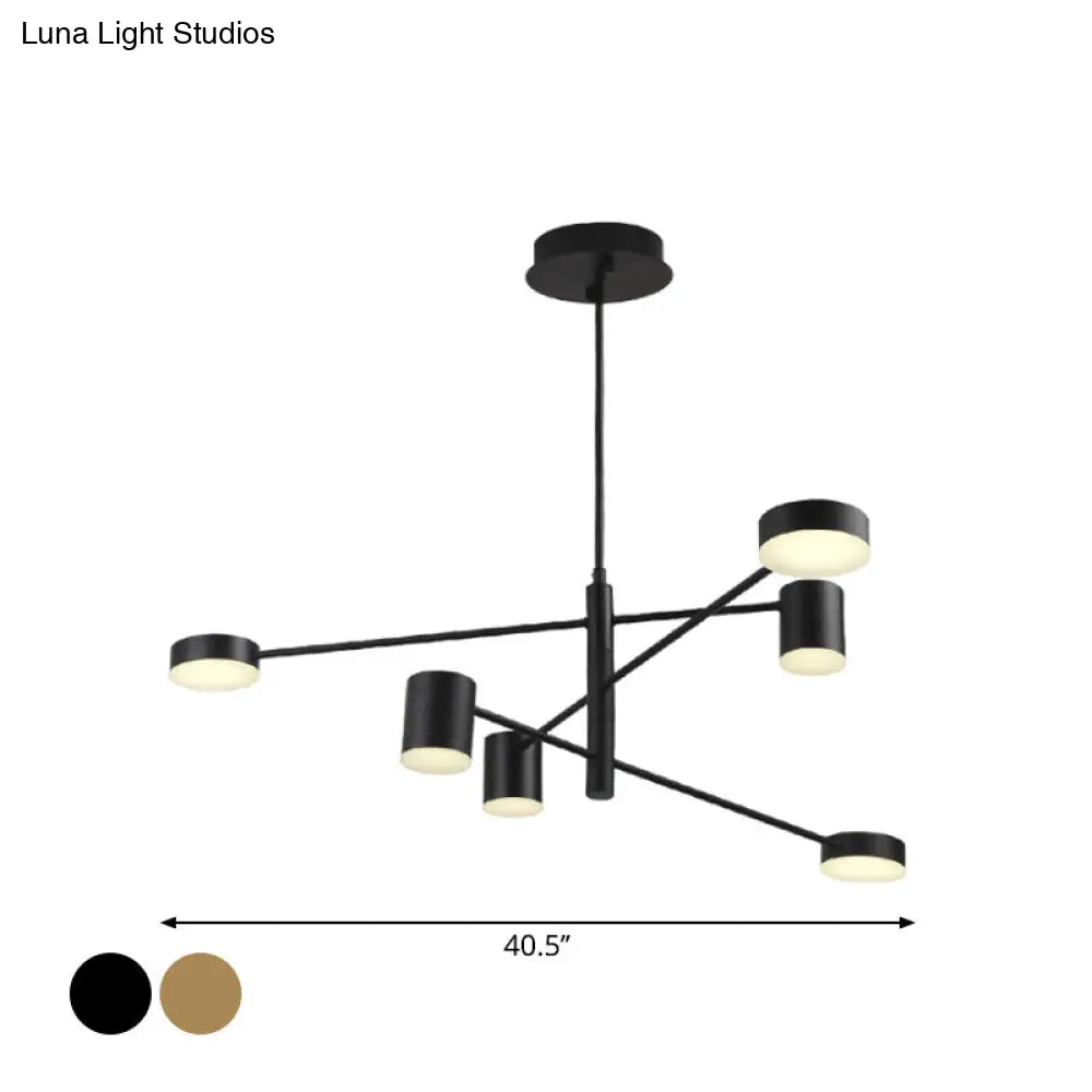 Contemporary Metal Chandelier Light Fixture - Tiered Design 6/8 Lights Black/Gold Perfect For