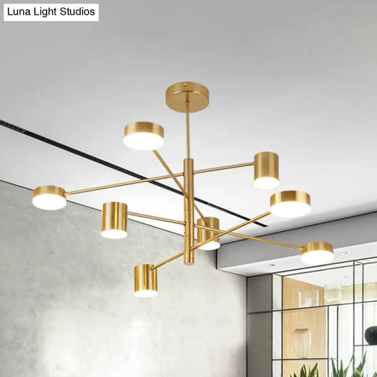 Contemporary Metal Chandelier Light Fixture - 3/4 Tiered 6/8 Lights Black/Gold Pendant For Bedroom