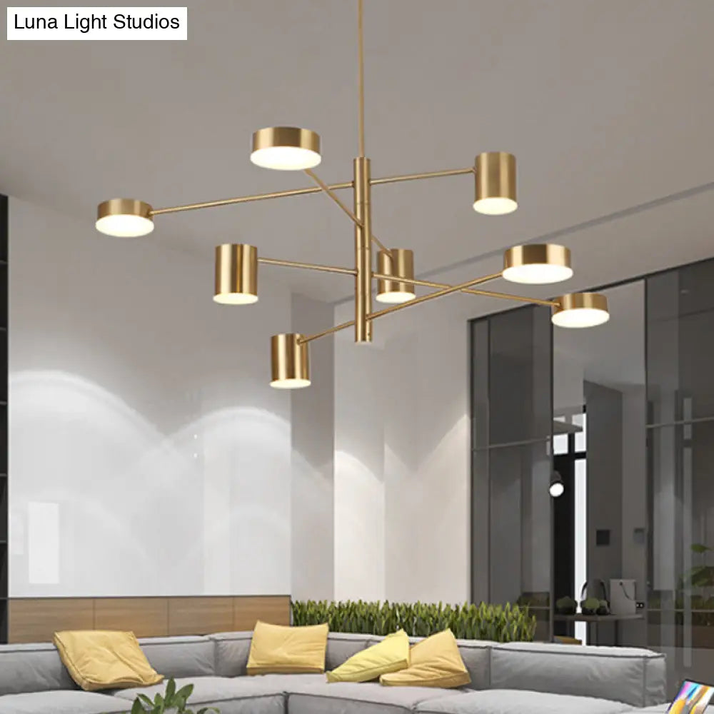 Contemporary Metal Chandelier Light Fixture - 3/4 Tiered 6/8 Lights Black/Gold Pendant For Bedroom