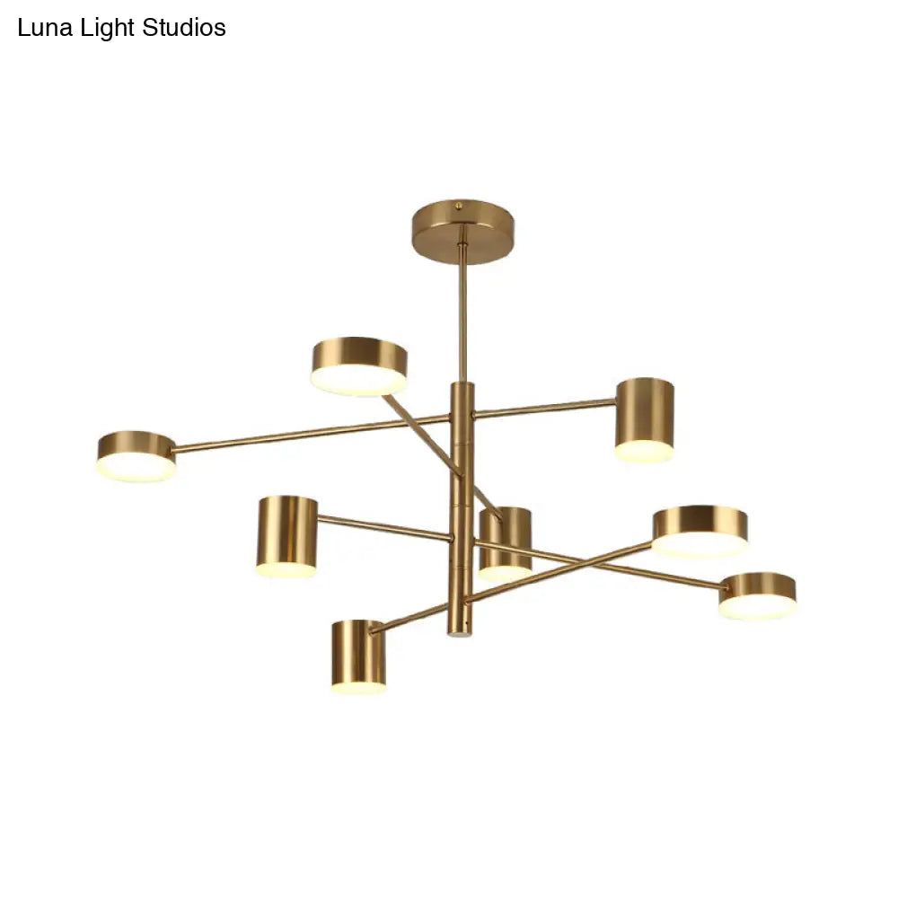 Contemporary Metal Chandelier Light Fixture - 3/4 Tiered 6/8 Lights Black/Gold Pendant For Bedroom