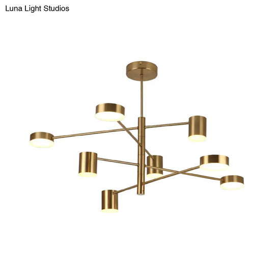 Contemporary Metal Chandelier Light Fixture - 3/4 Tiered 6/8 Lights Black/Gold Pendant For Bedroom