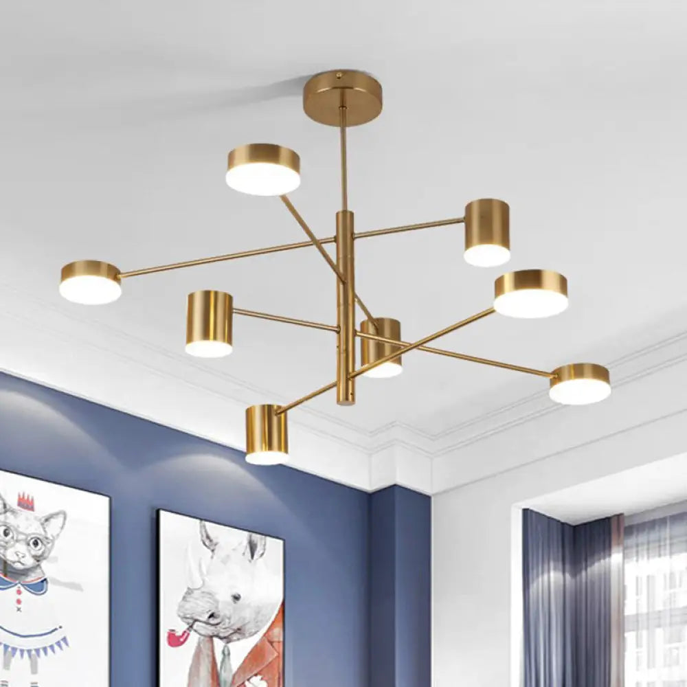 Contemporary Metal Chandelier Light Fixture - 3/4 Tiered 6/8 Lights Black/Gold Pendant For Bedroom